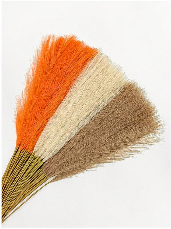15Pcs/6Pcs Artificial Pampas Grass 55cm/21.65in Fluffy Faux Flower Beige, Brown, Orange Colored Artificial Reed Faux Pampas Grass For Home Farmhouse Decor, For Bohemian Decor, Artificial Flower Fake Pampas Decor, Vase Filler Room Decoration