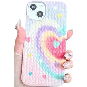 Compatible with iPhone 12 mini/13 mini heart case for women girls, aesthetic cute girly preppy design slim soft shockproof protective silicone phone cover for 12 mini/13 mini (sky pink)