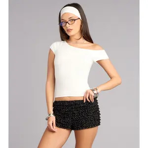 Little Extra Polka Dot Ruffle Mesh Hot Shorts
