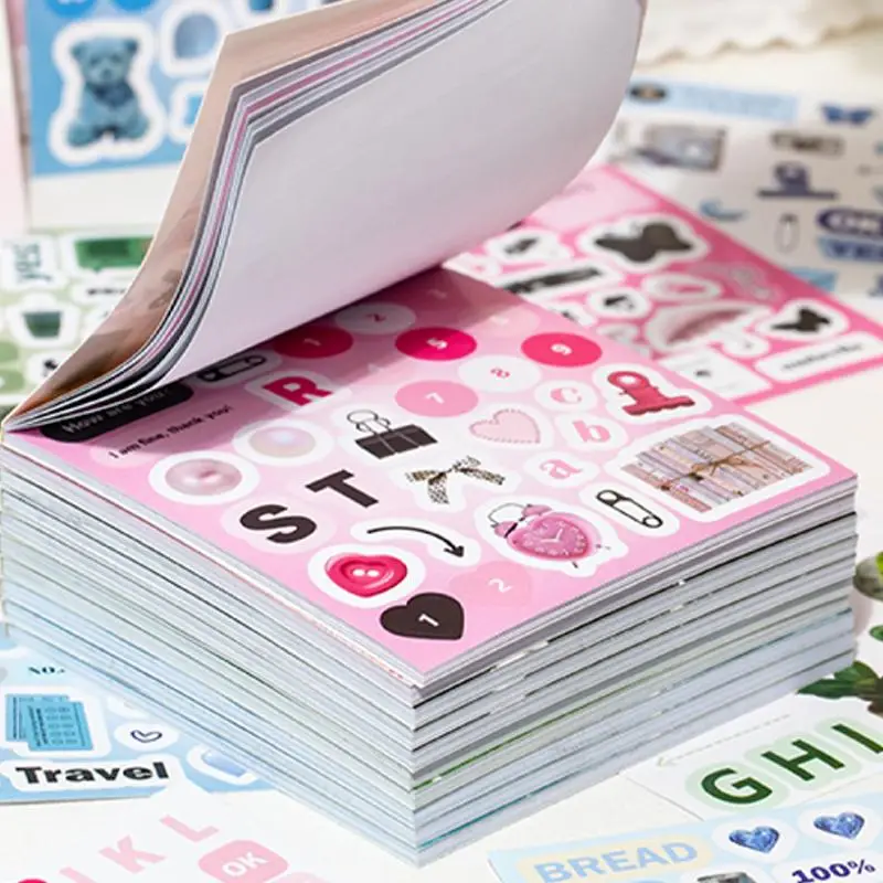 Square Art Stickers Book, 20 Sheets/book Vintage Style Designs Sticker, Diy Decorative Sticker Scrapbook Materials for Notebook, Water Bottle, Scrapbo