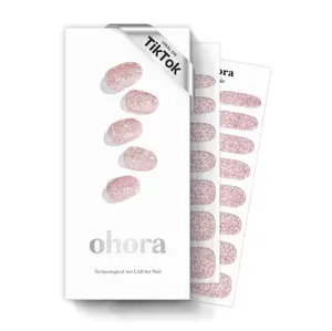 Ohora Semi Cured Gel Nail Strips - Glitter, Long Lasting, Easy to Apply & Remove, Includes Prep Pads, Nail File & Wooden Stick