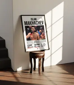 Custom UFC Poster Islam Makhachev MMA Statistics Signed