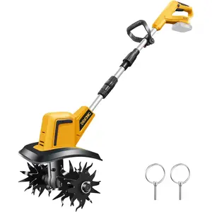 DEVONIC Tiller,330RPM Tiller, 8 in Tilling Width and 6 in Depth Rototiller for Lawn//Soil Cultivation (Battery)