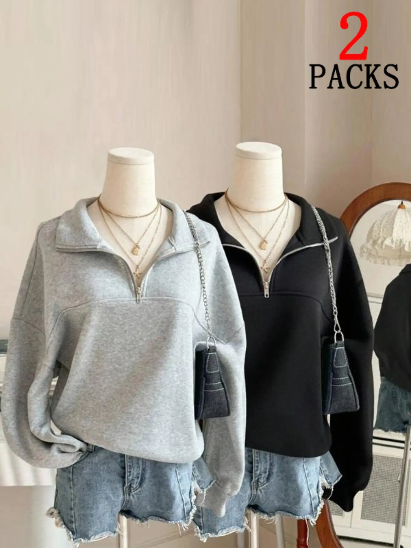 Autumn Winter Comfortable Loose-Fit Long Sleeve Pullover Hoodie, Casual Zipper Design, Thicker Fabric, Fitted Style, Ideal for Fall & Winter