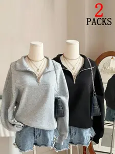 Autumn Winter Comfortable Loose-Fit Long Sleeve Pullover Hoodie, Casual Zipper Design, Thicker Fabric, Fitted Style, Ideal for Fall & Winter