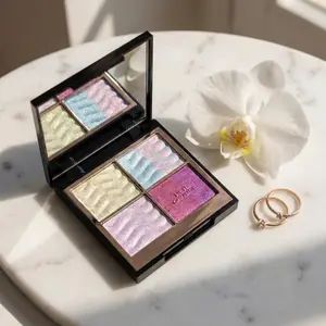 HERORANGE Glitchy Glam Multichrome Palette - 4 Color-Shifting Iridescent Shades, Buildable Holographic Shimmer for Eyes & Cheeks, Waterproof Long-Lasting Sweat-Resistant, Blue Purple Red Gold Shimmer | Beginner Friendly for Parties & Valentine‘s Day !