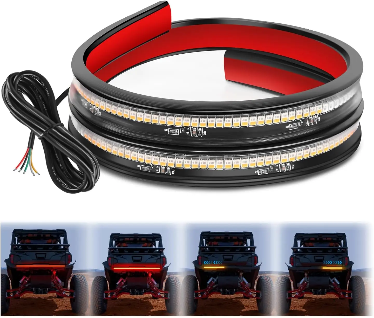 Nilight 30-Inch LED Tailgate Light Bar - 204 LED UTV Lights with Red Running Brake, Amber Turn Signals, Off-Road Aftermarket Truck Accessories for Polaris RZR, Can Am Golf Cart, Led Tailgate Lights