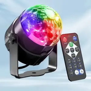 LED Stage Light, USB Powered RGB Disco Ball Light, Rotating DJ Ball Strobe Light with Remote Control, Magic Dance Car Party Atmosphere Lamp for Home KTV Bar, Music Sync Lights