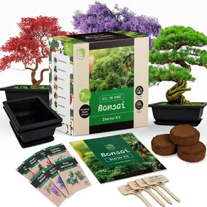 Bonsai Starter Kit -  Bonsai Tree Kit 7 Seeds Pots - Complete Grow Your Own -  Lover Gifts  Gifts for Men and Women