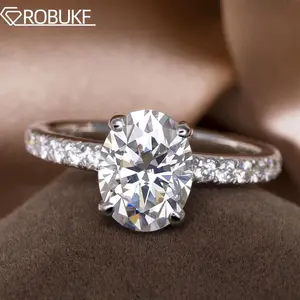 Oval Cut Moissanite Rings for Women 1-3ct D Color VVS1 Lab Diamond S925 Sterling SilverPass Diamond Test  Wedding Band With GRA