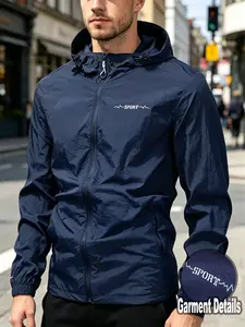 Men's Sport Jacket, Fashion Four-Season Hooded Sun Protection, Breathable Outdoor Workout Coat, Casual Daily Wear, Unisex Design