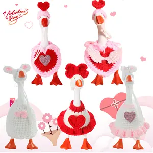 Romantic Valentine’s Day Knitted Dress & Hat Outfit Set for 7 Inch Desk Goose,Adorable Outfit for Magnetic Desk Goose Key Holder, Adorable Desk Decor & Gift