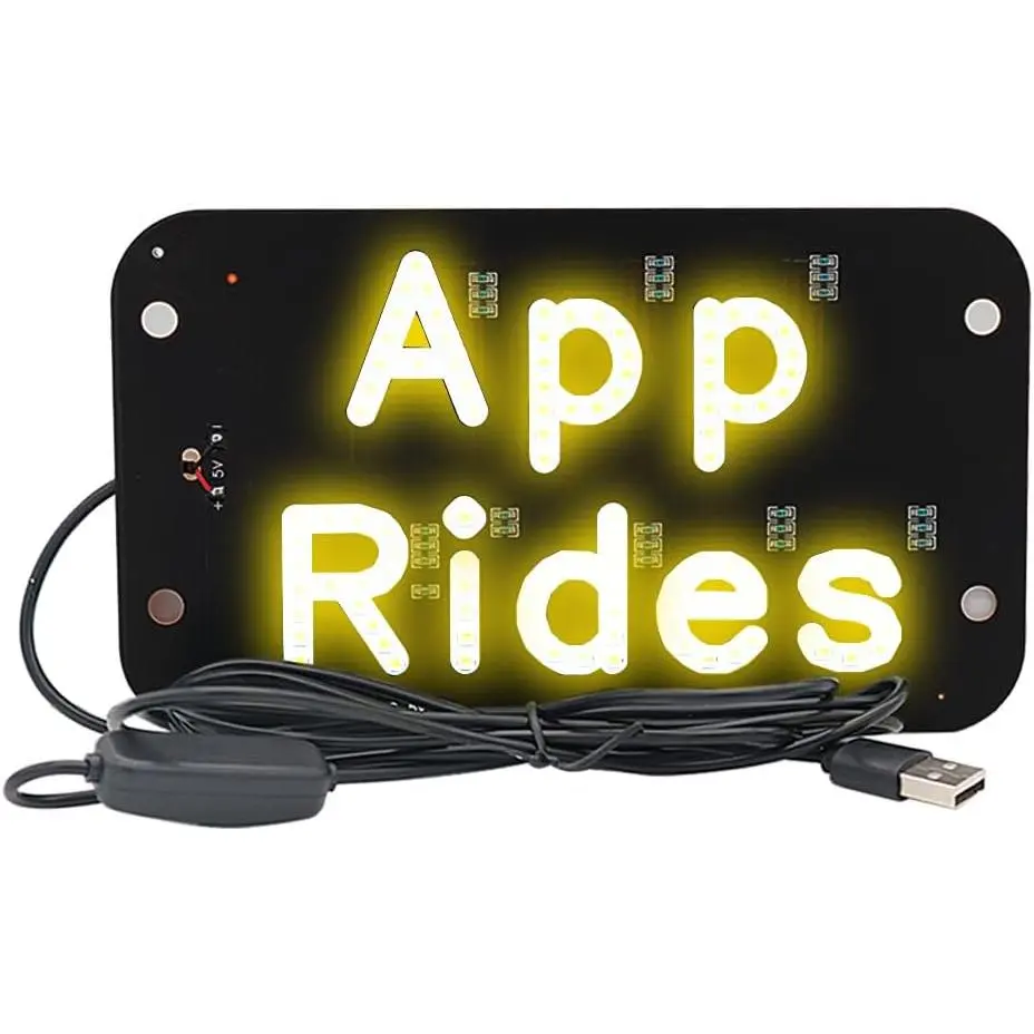 APP Rides LED Car Sign APP Rides Accessories – 7.5” x 4.25” – 6ft. USB Cable | Car Accessories Interior/Taxi Light (Y)