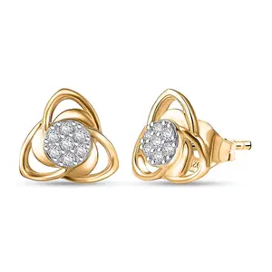 Luxuriant Lab Grown Diamond G-H SI 0.20 ctw Floral Stud Earrings in 18K Vermeil Yellow Gold Over Sterling Silver Christmas Gifts