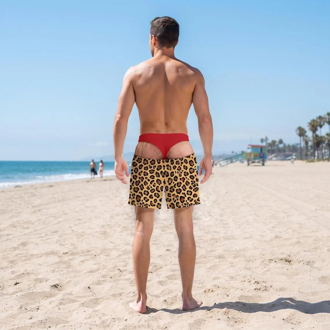 Funny Men’s Swim Trunks, Fake Underwear Beach Shorts, Wide Load Birthday Gag Gift For Him, Summer Gag Gift For Men, Summer Vacation