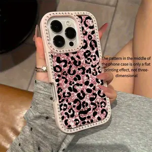 leopard print transparent fashion double-sided diamond inlay suitable for Apple iPhone 17 15 14 13 12 Pro Max 16 15 14 Plus 13 12 Pro 11 phone case large hole TPU sturdy soft  hard back panel multiple protections