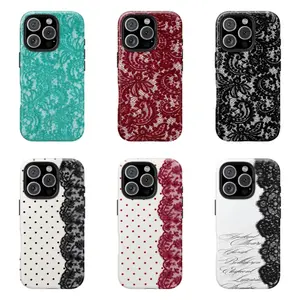 Black Lace Vintage Pattern Phone Case For iPhone 11 12 13 14 15 16 17 Pro Max For Samsung S26 S25 S24 S23 S22-Gift For Her/Him/Fans