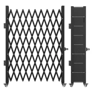 Single Folding Steel Security Barricade – Expands Widely, 7.25 ft H x 7.8 ft W Lockable Scissor Design, Hasp Latch, 360° Rolling Casters, Padlock-Compatible Flexible Folding Barricade