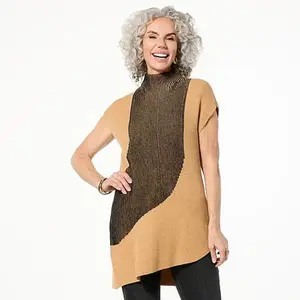 DG2 by Diane Gilman SoftEase Curved Hem Mock-Neck Sweater Tunic