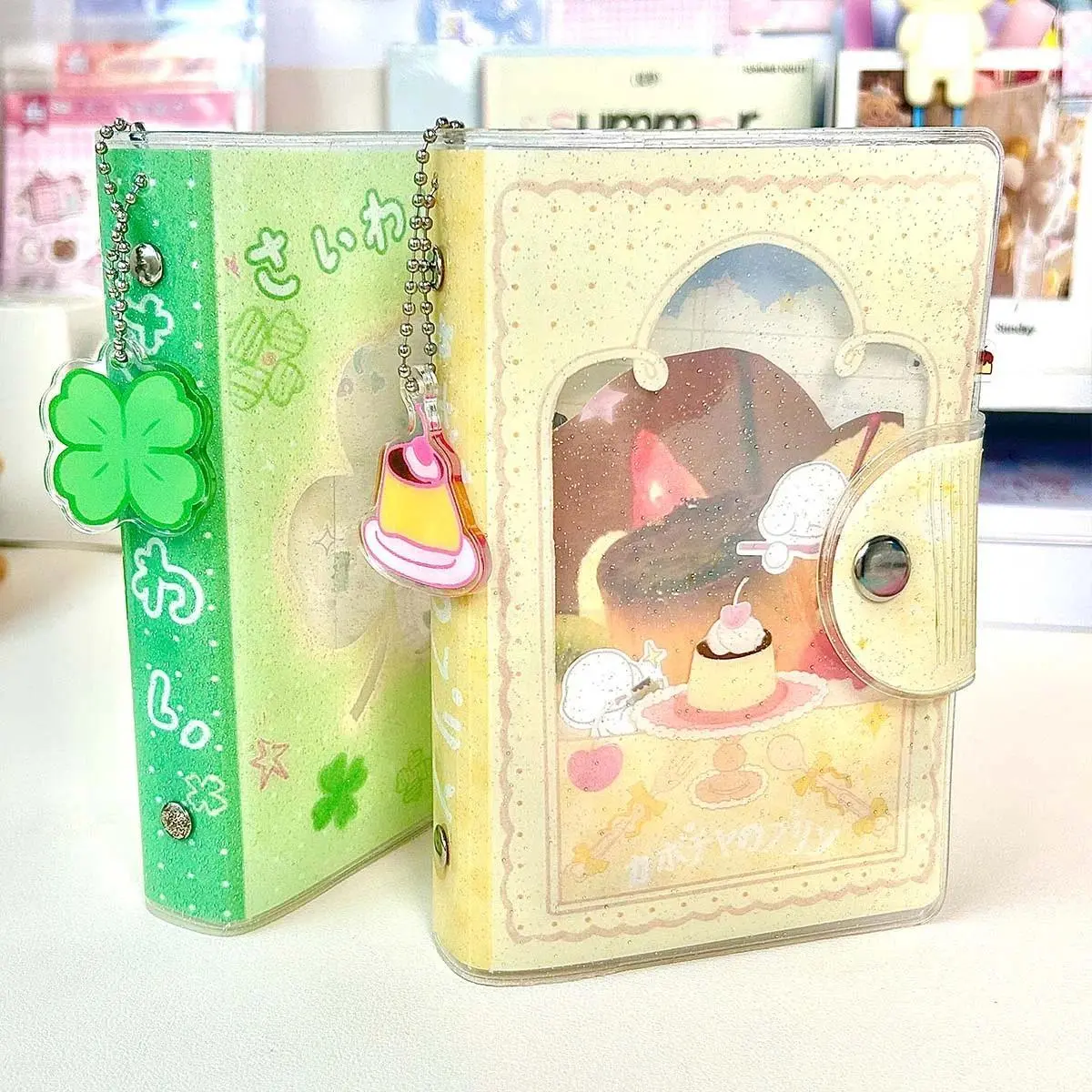 WAKAWAKA A7 Binder Loose-Leaf Notebook PVC Removable Sticker Storage Book Pudding Pocket Notebook Portable