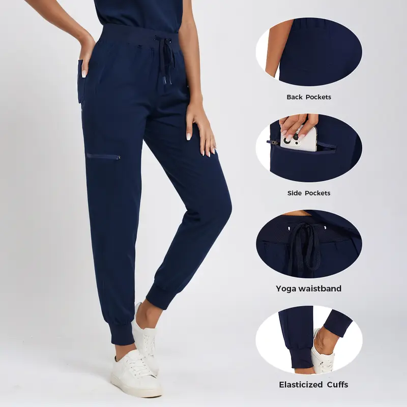 Women's Scrub Pants - Slim Fit Yoga-Style, 5 Pockets, Soft Stretch Fabric-Runs Slightly Large