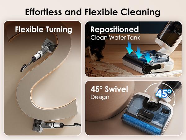 Tineco Floor ONE STRETCH S6 Wet Dry Vacuum Cleaner, 180°Lay-flat, 5.1 inch Compact Design,158℉ Flashdry Self-Cleaning in 5min, Long Runtime, Dual-Sided Edge Cleaning, Enhanced Cleaning Flexibility