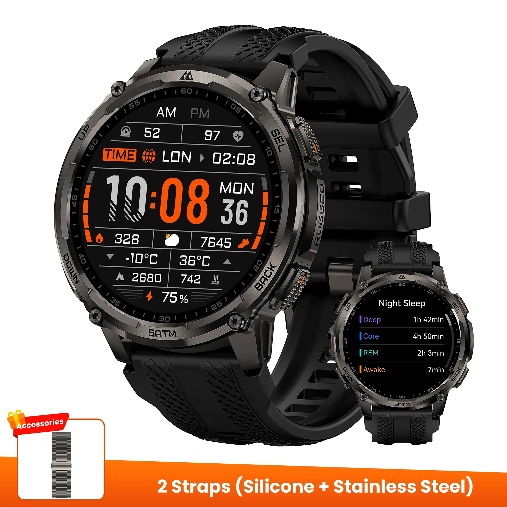 KOSPET Tank T4C Smart Watch for Men with LED Flashlight, 1.5” AMOLED Display, Dual-Band GPS&Compass, 50-Days Battery, 24/7 Heart Rate/Sleep Monitor, 50m Waterproof, Bluetooth Call/Walkie-Talkie KOSPET Tank T4C Smart Watch for Men with LED Flashlight, 1.5” AMOLED Display, Dual-Band GPS&Compass, 50-Days Battery, 24/7 Heart Rate/Sleep Monitor, 50m Waterproof, Bluetooth Call/Walkie-Talkie