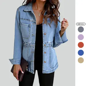 Imily Bela Women's Oversized Distressed Button-Down Boyfriend Denim Shacket, 2025 Trendy Long Sleeve Casual Top & Coat for Women
