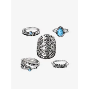 5-Piece Ring Set with Turquoise