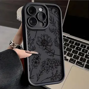 Fashion Simple Hand-painted Sunflower Pattern Phone Case, Suitable for iPhone 17 Air/16 E/15/14/13/12/Pro/Pro Max/Plus, Shockproof TPU Soft Full Coverage Phone Case, Gift for Boyfriend Girlfriend Friend and Family TY22