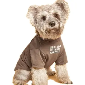 Breathable Soft Cute Dog T-Shirt Clothes for Medium and Small Dogs Puppy, Pet Pullover Jumper Costume for Dogs Cats, Size L (10~17lb, Chest 18"), Khaki