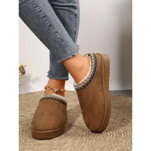 Women's Sandals Platform Snow Boots - Warm And Durable Shoes For Outdoor Non Slip Comfort, Thickened Flat Soles With Winter Slippers