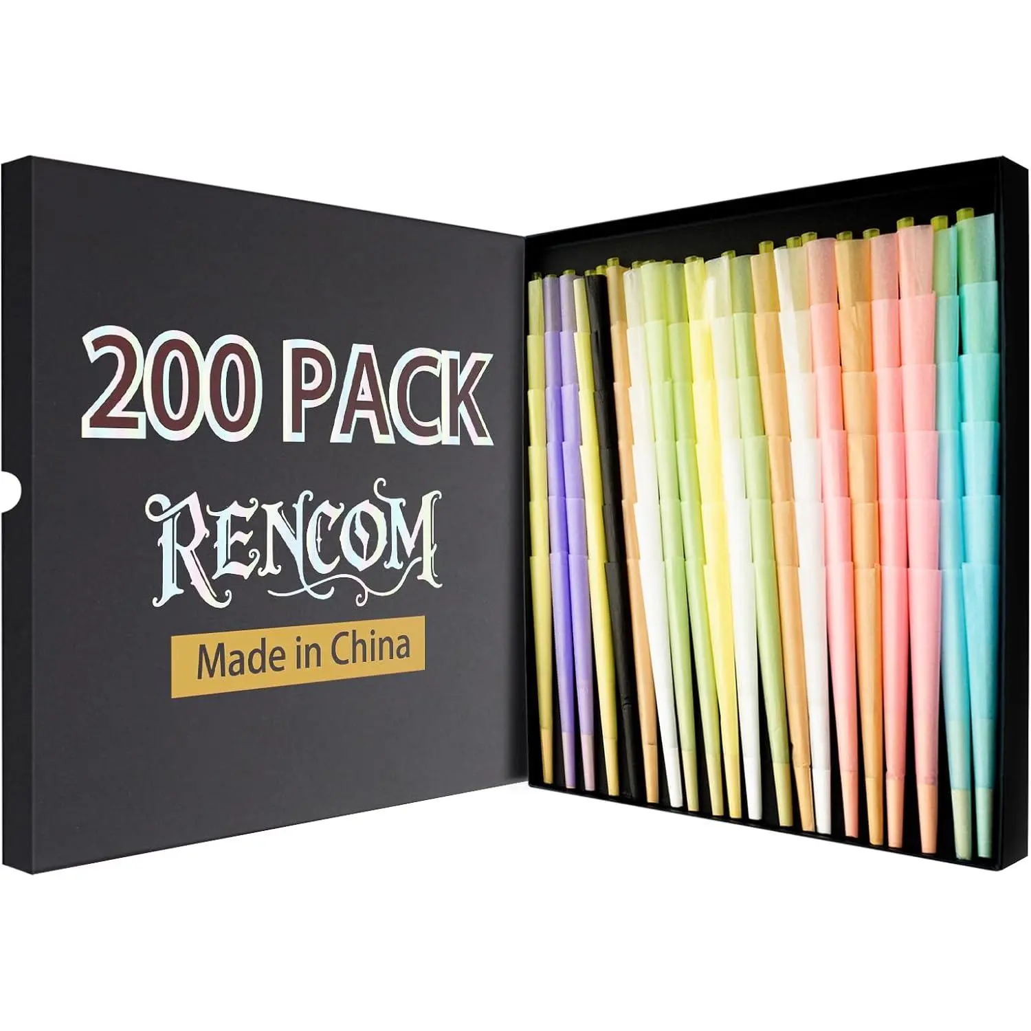 200 Pack 8 Colors King Size Colorful Paper Tubes with Packing Tubes