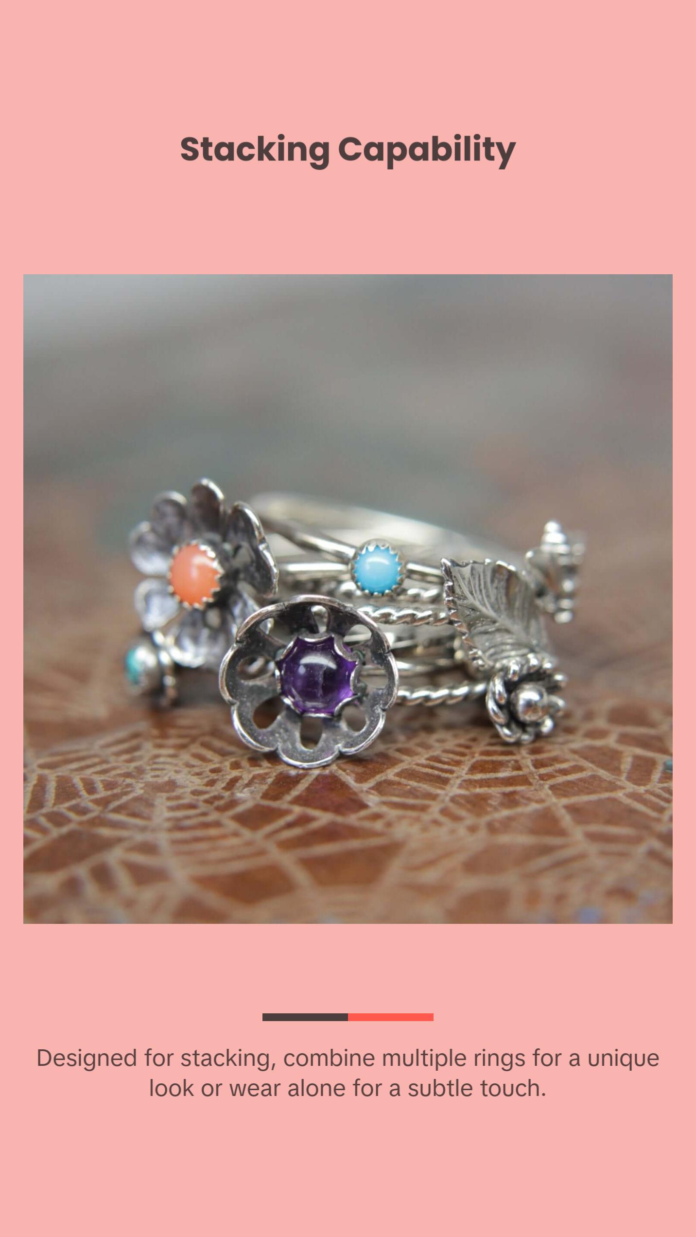 Delicate Sterling Silver Floral Gemstone Ring. Pretty sterling silver flower stacking ring with a gemstone center. Springtime bouquet ring.