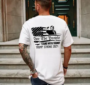 We The People Stand With Trump - Trump Strong 2024 - Unisex Tee Menswear Top Print Tshirt Streetwear Round Neck Crewneck Tropical Casual Shortsleeve