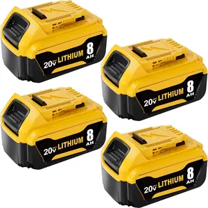 4-Pack 20V 8000mAh High Capacity Replacement for Dewalt 20V Max Battery Compatible with Dewalt 20 Volt Lithium-ion Battery DCB207- DCB200 Series Power Tools