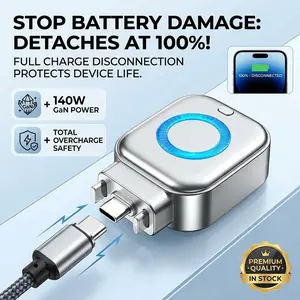 2026 Upgraded 140W Smart Auto Disconnect Fast Charging Adapter, Multifunctional Overnight Safe Charger for iPhone Samsung Laptop