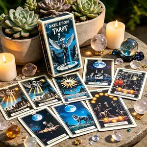 78 Tarot Cards Set, Dark Theme Skeleton Tarot Deck, Ideal for Easter Parties, Family & Friends Gatherings, Destiny Prediction Tool