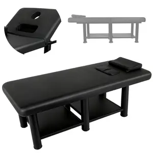 Wide Fixed Massage Bed, metal frame with PU leather top. Removable headrest & adjustable backrest, equipped with detachable breast cushion. Ideal for beauty salons, SPA centers, facial care, physical therapy, tattoo studios and other professional venues.