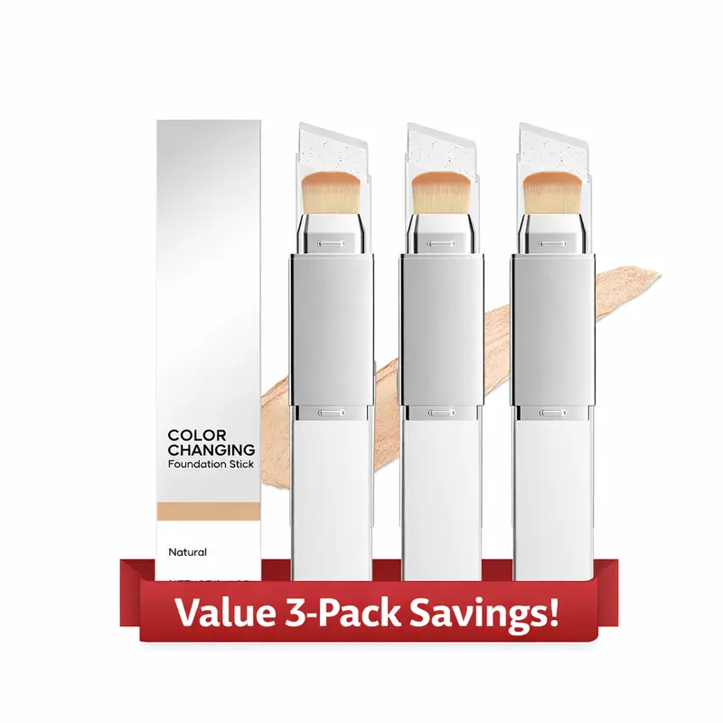 2-in-1 Color Changing Foundation Stick with Brush, Auto-Adjusting Shade Matching Foundation & Concealer, Full Coverage Cream Formula, Smooth Poreless Matte Finish, Natural Look camo concealer Perfect Valentine’s Day Gift