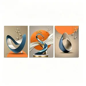 3-Piece Wooden Framed Canvas Prints, Modern Geometric Abstract Wall Art, Contemporary Home Décor for Living Room, Hallway & Office, HD Waterproof Artwork poster decor