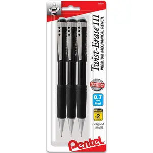 Pentel Mechanical Pencil Twist Erase III 0.7 mm, Black Barrels, 3