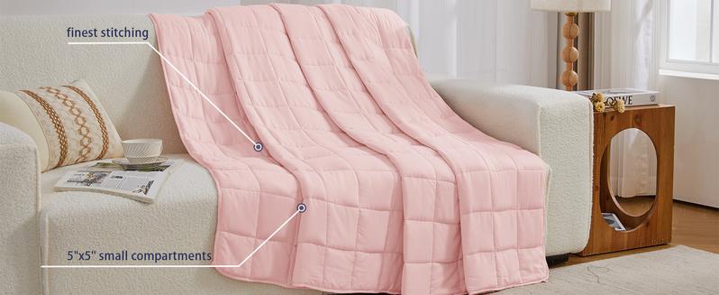 yescool Weighted Blanket for Adults (20 lbs, 60” x 80”, Pink) Cooling Heavy Blanket for Sleeping Perfect for 190-210 lbs, Queen Size Breathable Blanket with Premium Glass Bead, Machine Washable