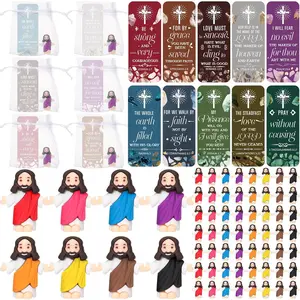 50 Sets Small  Figures Bulk Little  Mini   Figurines with 50 Cards 50 Bags for Religious Sunday School Christmas Party Favors Easter Eggs Stuffers Baptism (Classic Style)