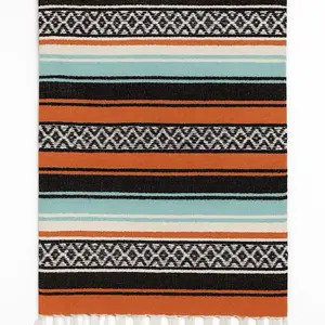 Nick's Authentic Mexican Blanket Handwoven Colorful Serape Soft Cotton Blend 74" x 52" Versatile Home Décor Yoga Meditation Beach Picnic Camping Cozy Throw