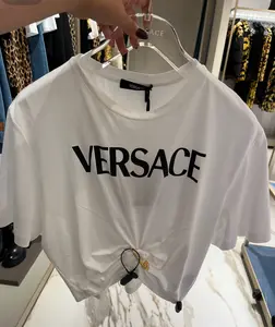 BRAND NEW VERSACE Logo Crop T-shirt White
