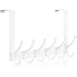 Over The Door Hooks, Door Hanger Hooks for , Over The Doors Towel Racks for Bathroom, Coat Rack Dorm Essentials (1Pack, White, Fit /4" Doors)