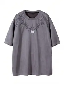 Men's Embroidery Short Sleeve Tee, Regular Fit Casual Fashion Comfy T-shirt for Summer, Men's Top for Daily Wear, Casual Streetwear Top