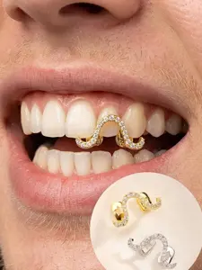 Grillz Gold Tooth Cap Grillz Teeth Men Gold Teeth Grills for Your Teeth Gold/Silver Single Grillz for Women Gold Jewelry Hip Hop Rapper Costume Teeth Cover Girls