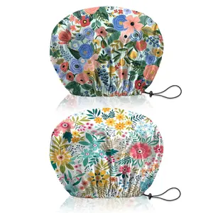 2 count Shower Cap   Double Layer Elastic Adjustable Hair Bath Caps Cute Aesthetic for Women Girls-